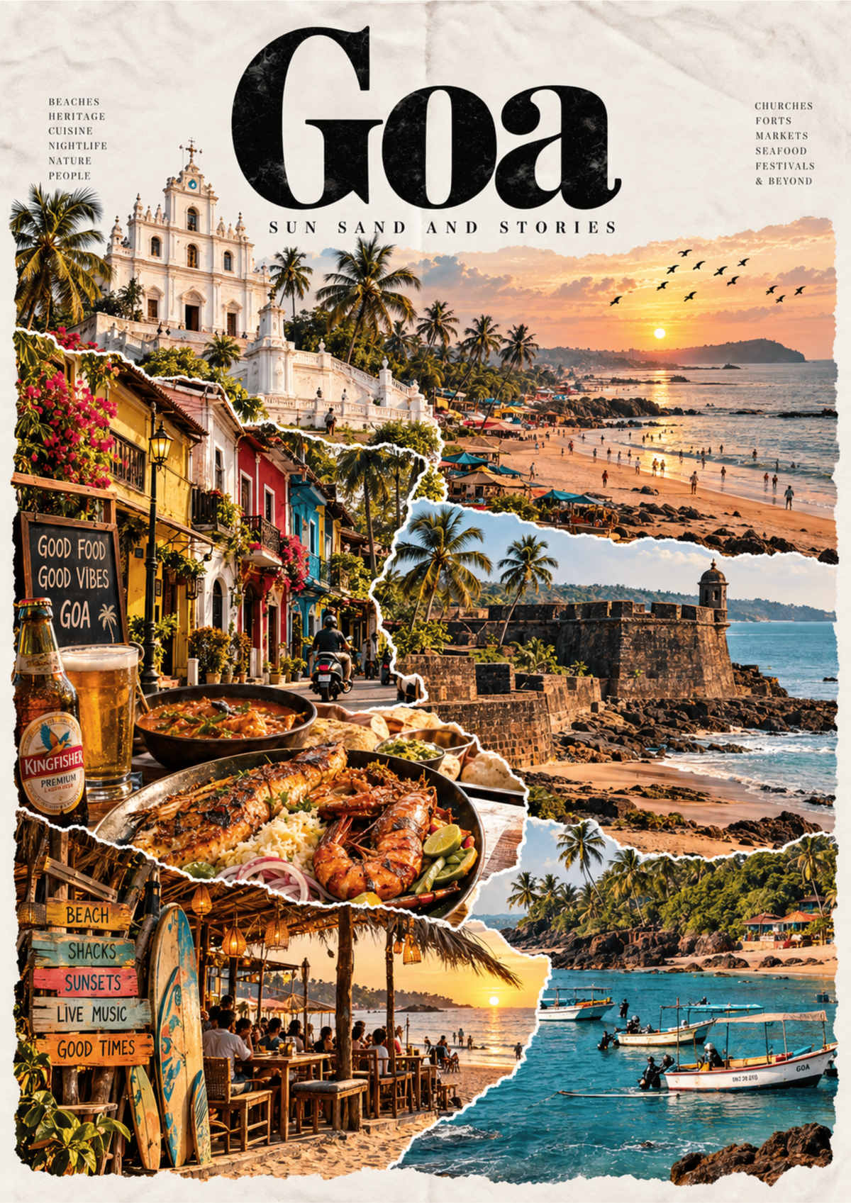 Goa travel poster, "Sun, Sand and Stories", minimalist wall art by House of Print
