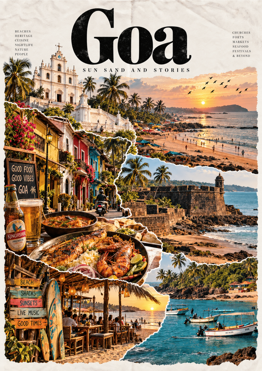 Goa travel poster, "Sun, Sand and Stories", minimalist wall art by House of Print