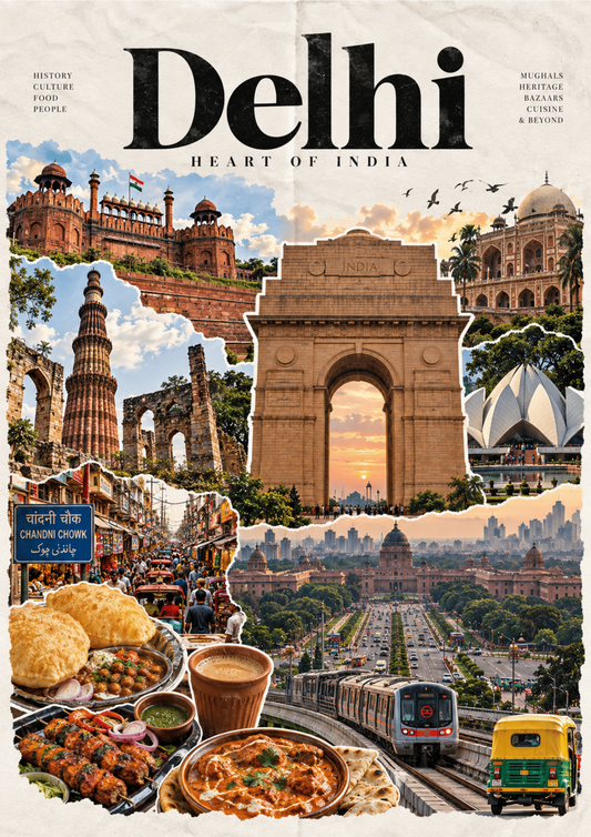 Delhi travel poster, "Heart of India", minimalist wall art by House of Print