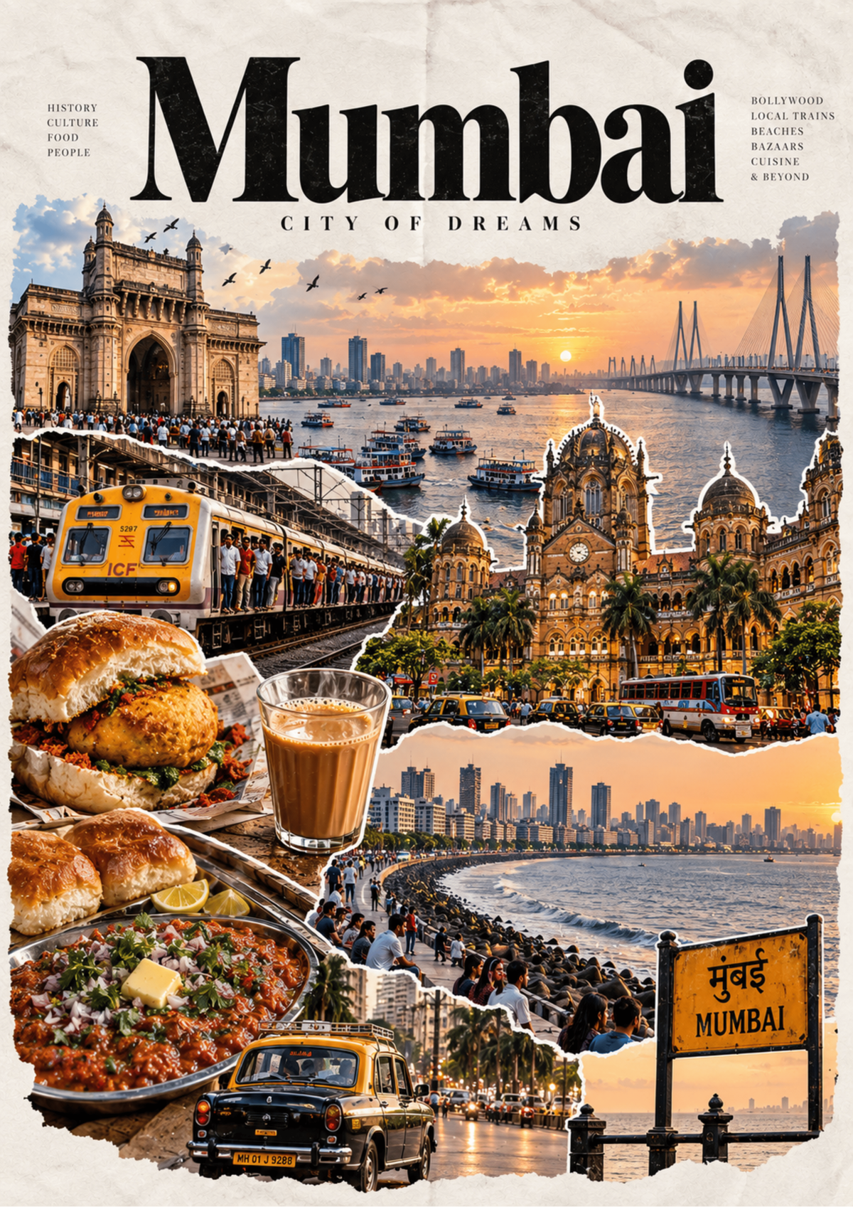 Mumbai travel poster, "City of Dreams", minimalist wall art by House of Print