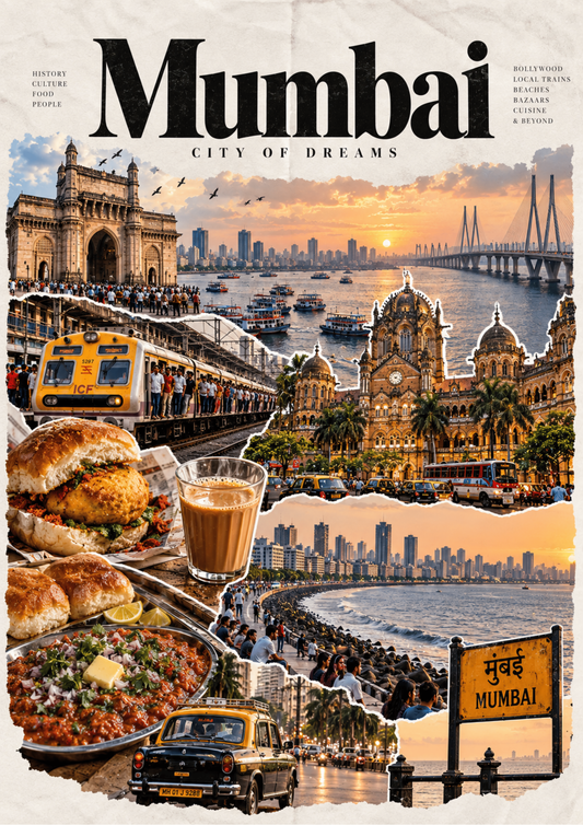 Mumbai travel poster, "City of Dreams", minimalist wall art by House of Print