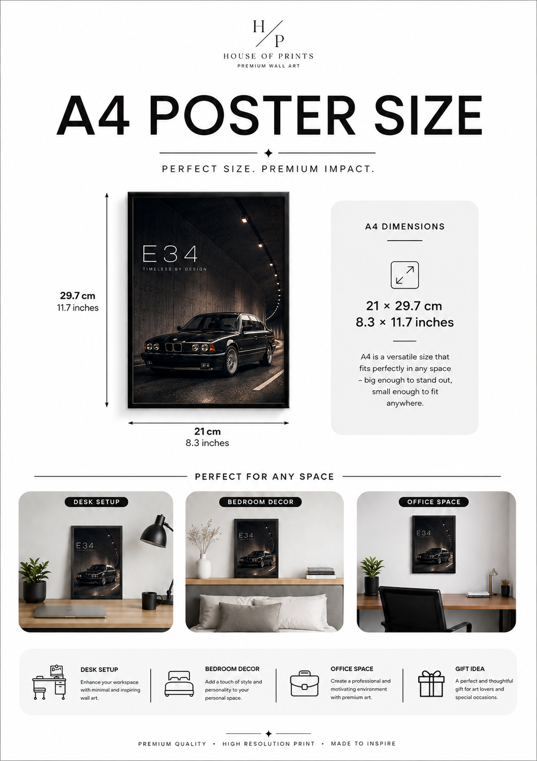 BMW E34 Poster – Timeless by Design | Premium Automotive Wall Art