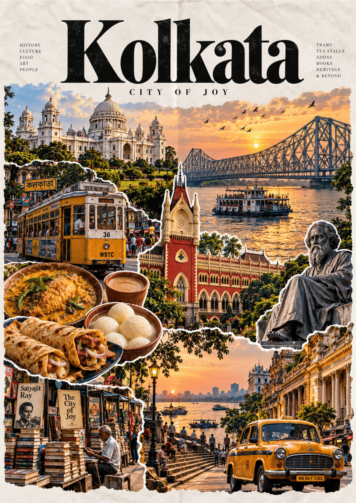 Kolkata travel poster, "City of Joy", minimalist wall art by House of Print