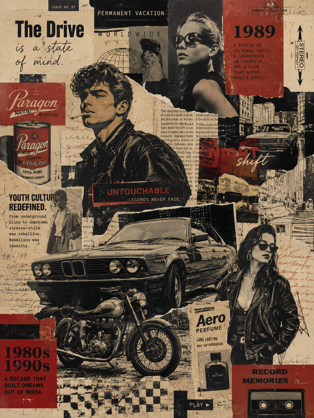 Untouchable – Vintage 80s & 90s Automotive Collage Poster